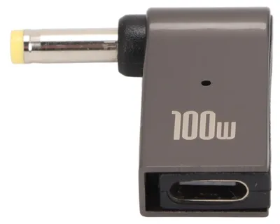 Obrázek produktu pro Napájecí kabel pro notebook 100 W s konektorem typu C (samice) na DC, čip pro rychlé nabíjení PD, hliníková slitina, kolenový design, 4 x 1,7 mm
