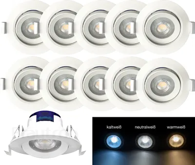 Produktbild von LED Einbauspot 5 Watt | rund | 380 Lumen | schwenkbar  Warmweiß 10 Stück