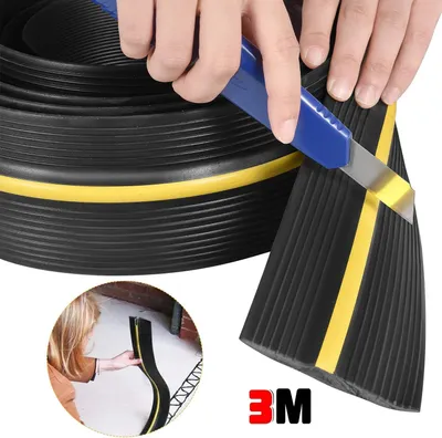 Immagine prodotto di Guarnizione della soglia della porta del garage, striscia di tenuta a pavimento, 3 m x 240 mm x 1 mm, nero, gomma resistente alle intemperie
