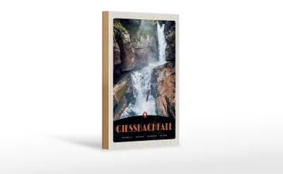 Produktbild von Holzschild Reise 12x18 cm Gießbachfall Schweiz Wasserfall Natur
