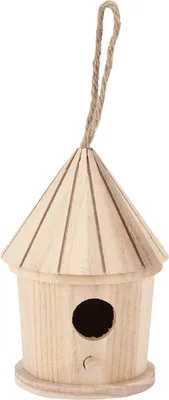 Productafbeelding van Houten vogelhuis, zelf te maken, natuurlijk, rond, hangend nest voor de tuin of buiten