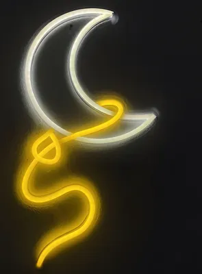 Produktbild von NEON LED Licht, dekorative Wand-Leuchte, Mond mit Leine, ca. 26,5 x 48,5 x 2 cm
