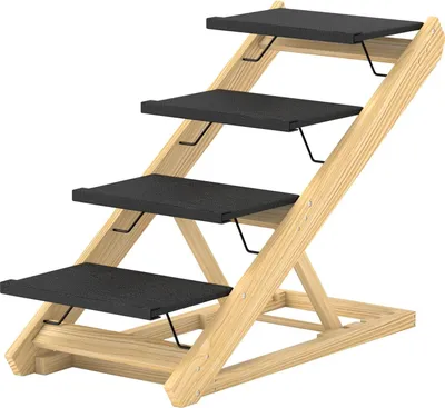 Produktbild von 2 in 1 Hundetreppe 4-stufige 62,5 cm, höhenverstellbar Haustiertreppe, klappbar Hunderampe mit Rutschfester, Oberfläche für Bett, Sofa