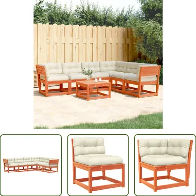 Produktbild von The Living Store 6-tlg. Garten-Sofagarnitur mit Kissen Wachsbraun Kiefernholz