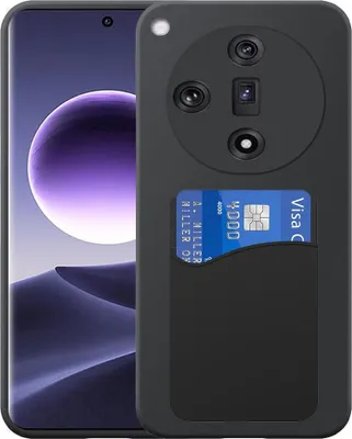 Obrázok produktu pre Vhodné pre Oppo Find X7 Ultra Phone Case with Silicone Card Holder - Flexibilný zadný kryt Puzdro zo silikónu TPU so silikónovou drážkou na karty - Black - Smartphonics