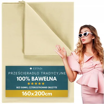 Produktbild von Estadi Traditionelles Baumwollbettlaken 160x200cm Creme Polnisch
