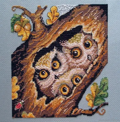 Productafbeelding van Merejka kruisstikset "Uilen", telpatroon, 16x18 cm
