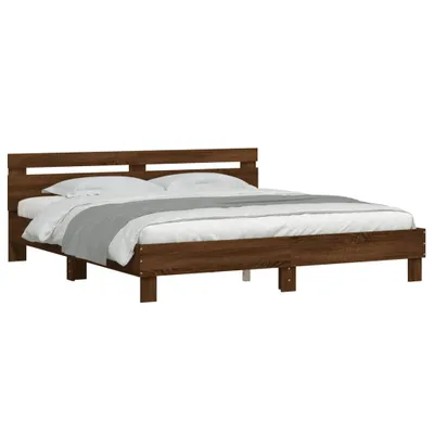 Produktbild von Bettgestell mit Kopfteil Braun Eichen-Optik 200x200 cm , Klassische Betten 2024 Neu