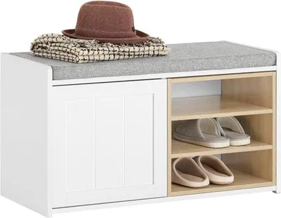 Produktbild von Schuhbank mit Ablage, verstellbar, 80x45x35cm, plüschbeschichtet