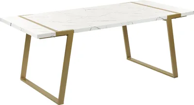 Zdjęcie produktu dla BELIANI Stół do jadalni efekt marmuru ze złotym MDF 90 x 200 cm blat metalowe geometryczne nóżki prostokątny glamour wygląd