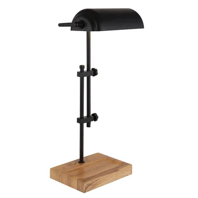 Produktbild von LED Tischleuchte, schwarz, Holzoptik, Höhe verstellbar, H 50 cm