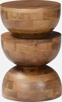 Produktbild von sweeek - Beistelltisch, Sofaende, Nachttisch aus Mangoholz, Ø 30 x H 45 cm - Nussbaumfarben