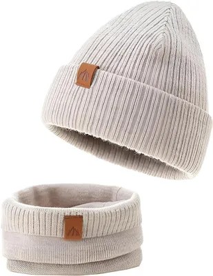 Produktbild von Beanie(Vielseitiges Baby-Set, Kindermütze, 2-St., Kuschelige Eleganz für Kleine, Kinder) Leicht & Atmungsaktiv, Doppellagiges Acryl-Design, Wintermüt
