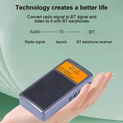 Produktbild von HanRongDa HRD-205 Tragbares FM-Radio, Multifunktionsradio, Signalumwandlung in BT-Kopfhoerer, automatischer Sendersuchlauf, Wecker mit automatischem Abschalttimer, hintergrundbeleuchtetes Display mit Kopfhoereranschluss