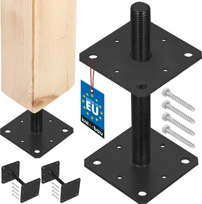 Obrázok produktu pre KOTARBAU® 2 stĺpikové podpery, práškovo lakovaná oceľ 160x160x250mm antracitová farba stĺpiková podpera nájazdová objímka výškovo nastaviteľná plotový stĺpik skrutková objímka zemná objímka pätka nosníka zemná kotva pätka nosníka