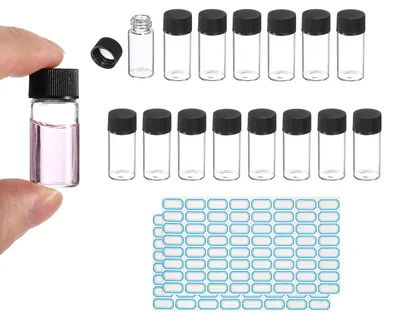 Glasfläschchen 3 ml, 15 Stück, mit Schraubdeckel und Etiketten