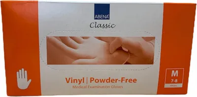 Produktbild von ABENA® Classic Vinyl Einweghandschuhe, Transparent, Box = 100 Stück, Größe M, PUDERFREI Untersuchungshandschuhe