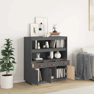 Produktbild von vidaXL Highboard Grau 100x40x108,5 cm Massivholz Kiefer