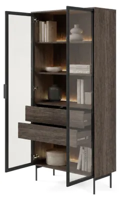 Produktbild von Lafafasa - Vitrine, 92x39x195h cm Nussbaum Braun, 4 Regalböden