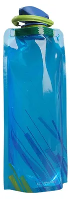 Produktbild von Faltbare Wasserflaschen für unterwegs – 24 oz faltbare Wasserflasche mit auslaufsicherem Deckel, tragbare wiederverwendbare BPA-Wasserflasche zum Wandern, Sport, Camping, Radfahren (Weiß + Blau)