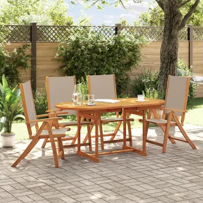 Immagine prodotto di Maison Exclusive - Set da pranzo da giardino a 5 pezzi in legno massello di acacia e Textilene