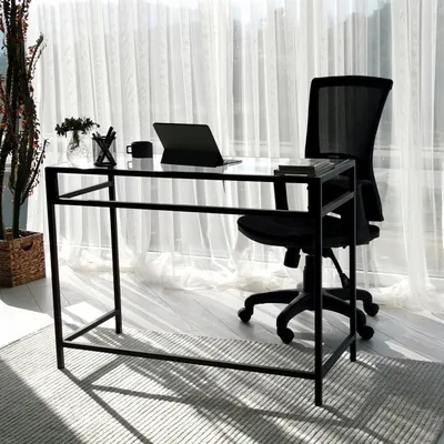 Productafbeelding van Skye Decor, Netwerkwerkblad / 100x45cm M100, Bureau, Zwart, 100% gehard glas, 100 x 45 x 75 cm