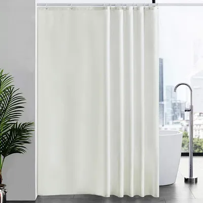 Image de Rideau de douche grande longueur Textile Antibactérien Beige 200x240cm