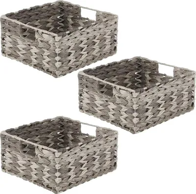 Produktbild von mDesign Aufbewahrung Flechtkorb Schrankkorb Regalbox Organizer 3er Set Grau Mix