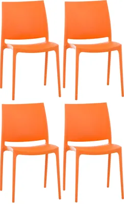 Produktbild von CLP 4er Set Stapelstühle Maya bis zu 130 kg belastbar orange