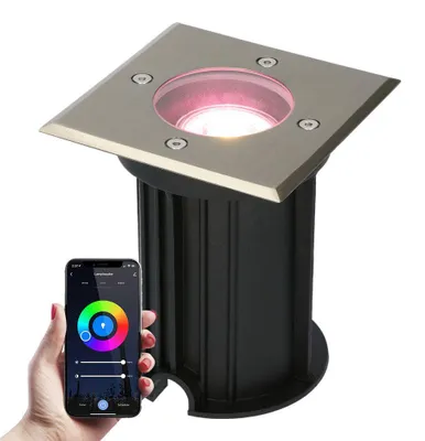 Image de V-TAC - Spot LED encastrable sol 5,5W 345lm RGBWW Wifi IP67 inox carré