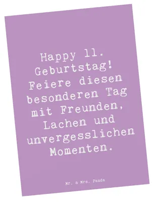 Produktbild von Mr. & Mrs. Panda Postkarte Spruch 11. Geburtstag Freude - Lavendeltraum - Geschenk, Ansichtskarten, Geburtstagsgeschenk, Feiern, Fotokarte, Happy Birthday, Grußkarte