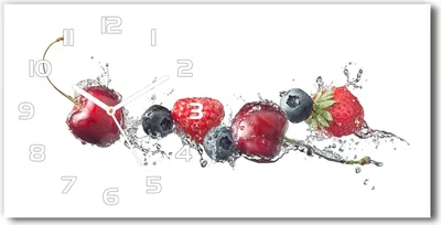 Produktbild von Wanduhr aus Glas – 60x30 cm - Glasbild - Glasuhr - Gehärtetes Glas - weisse-zeiger - Waldfrüchte