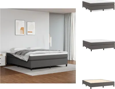 Produktbild von vidaXL Boxspringbett Grau 160x200 cm Kunstleder - Betten & Bettgestelle