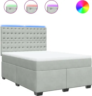 Produktbild von vidaXL Boxspringbett mit Matratze Hellgrau 160x200 cm Samt