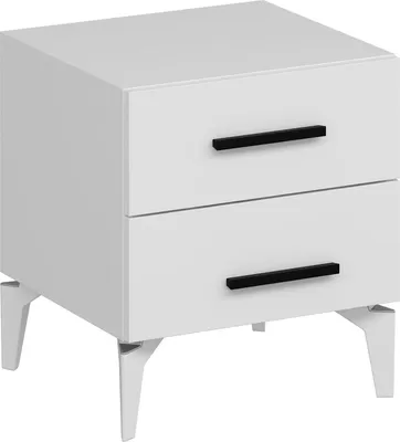 Image de Lernan - Table de nuit, 50x47x56h cm Blanc, 2 tiroirs