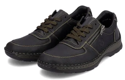 Produktbild von Rieker Herren Echtleder Schnürhalbschuh schwarz, Herren:43 EU