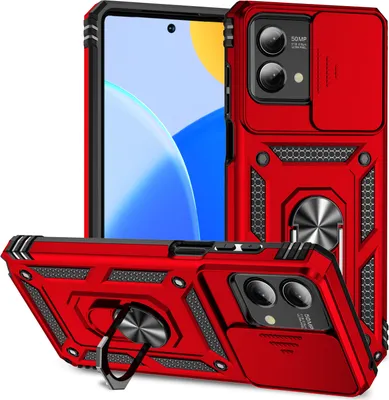 Produktbild von Moto G Stylus 5G 2023 Hülle mit Schiebe Kamera Schutz und Ringhalter Ständer Schutzhülle für Motorola Moto G Stylus 5G (2023) Rot