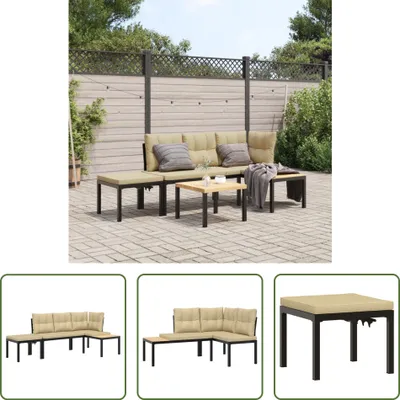 Produktbild von The Living Store Gartenbank-Set 3-tlg. Schwarz Pulverbeschichteter Stahl