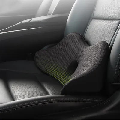 Produktbild von Keilförmiges orthopädisches Sitzkissen aus Memory-Schaum, ergonomisch für Autositze und Bürostühle (schwarz)