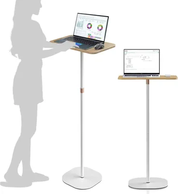 Obrázok produktu pre Stojaci stôl Výškovo nastaviteľný 46-120 cm Biely stôl na notebook Nastaviteľný kancelársky stôl