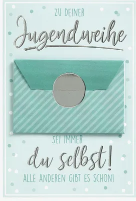 Produktbild von Jugendweihe Geldkarte Glückwunschkarte im Format 115 x 17cm mit Umsc