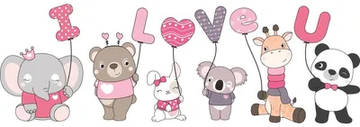 Image de Stickers muraux – ENFANTS, ANIMAUX ET BALLONS, JE T'AIME – Autocollants – 150 x 100 cm