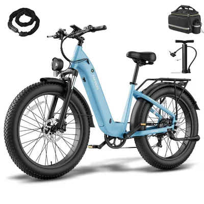 Produktbild von Fat-Pedelec 26×4,0 mit Akku 48 V 20 Ah bis zu 70 - 95 km Lockout-Federgabel und All-Terrain-Komfort, Blau