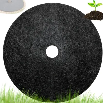 Immagine prodotto di Tessuto pacciamatura rotondo 32/42/52 cm – anello antierba per alberi nero, traspirante, riutilizzabile — 60 pezzi
