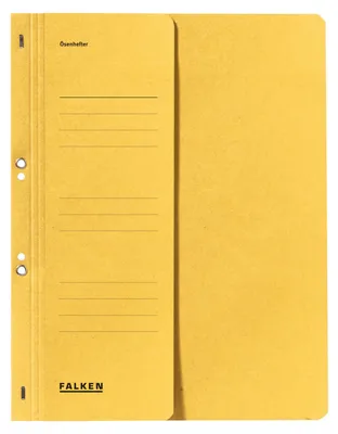 Zdjęcie produktu dla Falken 80003825 Ösenhefter - A4 1/2 Vorderdeckel kfm. Heftung, gelb, Manilakarton, 250 g/qm