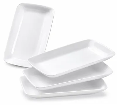 Produktbild von Set mit 4 rechteckigen Keramiktellern für Desserts und Snacks