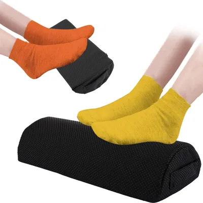 Image de Omgoods - Repose-pieds ergonomique - Repose-pieds pour bureau - Noir - 40 x 20 x 10 cm - Mousse à mémoire de forme - Soulage les douleurs aux épaules et au dos