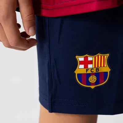 Zdjęcie produktu dla Strój Domowy Dla Dzieci FC Barcelona - Sezon 2024/2025 - Rozmiar 140 - Koszulka i Spodenki Piłkarskie - Chłopcy i Dziewczęta