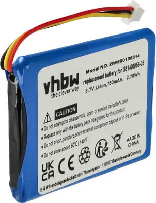 Produktbild von vhbw Akku Ersatz für Garmin 361-00056-11, 361-00056-05 für GPS Navigation Navi (750 mAh, 3,7 V, Li-Ion)