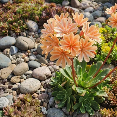 Zdjęcie produktu dla Bloomique - Zestaw 6 sztuk - Lewisia Cotyledon Elise - Gorczyca - Obficie kwitnąca - Odporna na zimę - Bylina - Wysokość 10-20 cm - Doniczka 9 cm